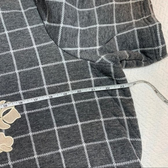 𝅺JUNAROSE🖤Grey Oversized Windowpane Short Sleeve Sweatshirt Top Size M - Picture 7 of 9